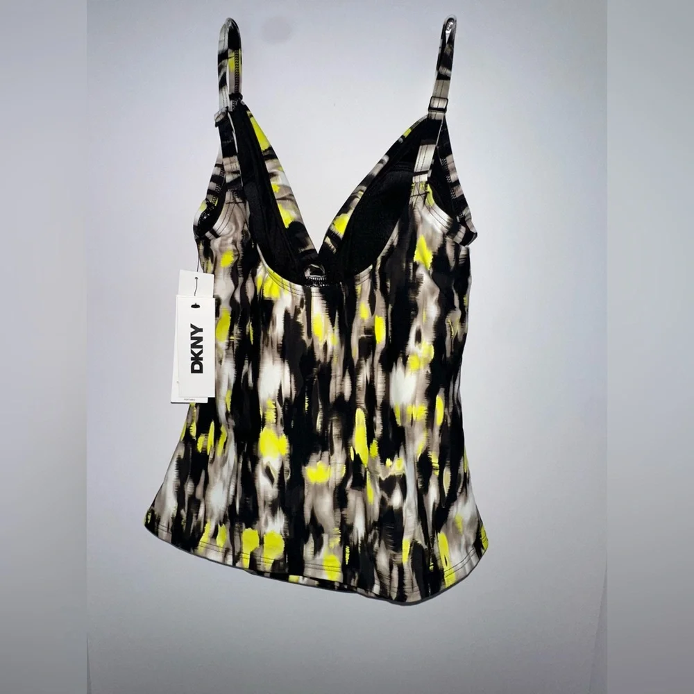 DKNY Women's bathing top in Black and Yellow Print - Picture 2 of 4